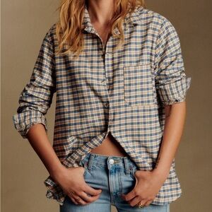 Sézane Max Shirt Size 0 - Ecru Blu & Red Check